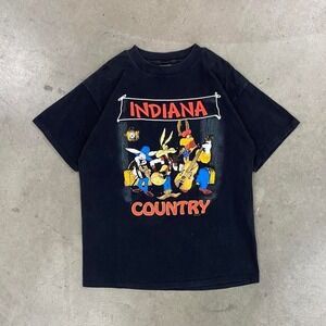 Vintage 90s Looney Tunes Indiana Country Wile E Coyote Bugs Bunny T-Shirt XL